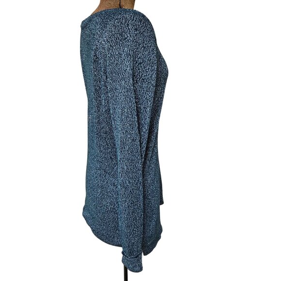 Cupio Sweater Womens Size L Teal Shimmer Pullover Knit Long Sleeve Top - Picture 4 of 11